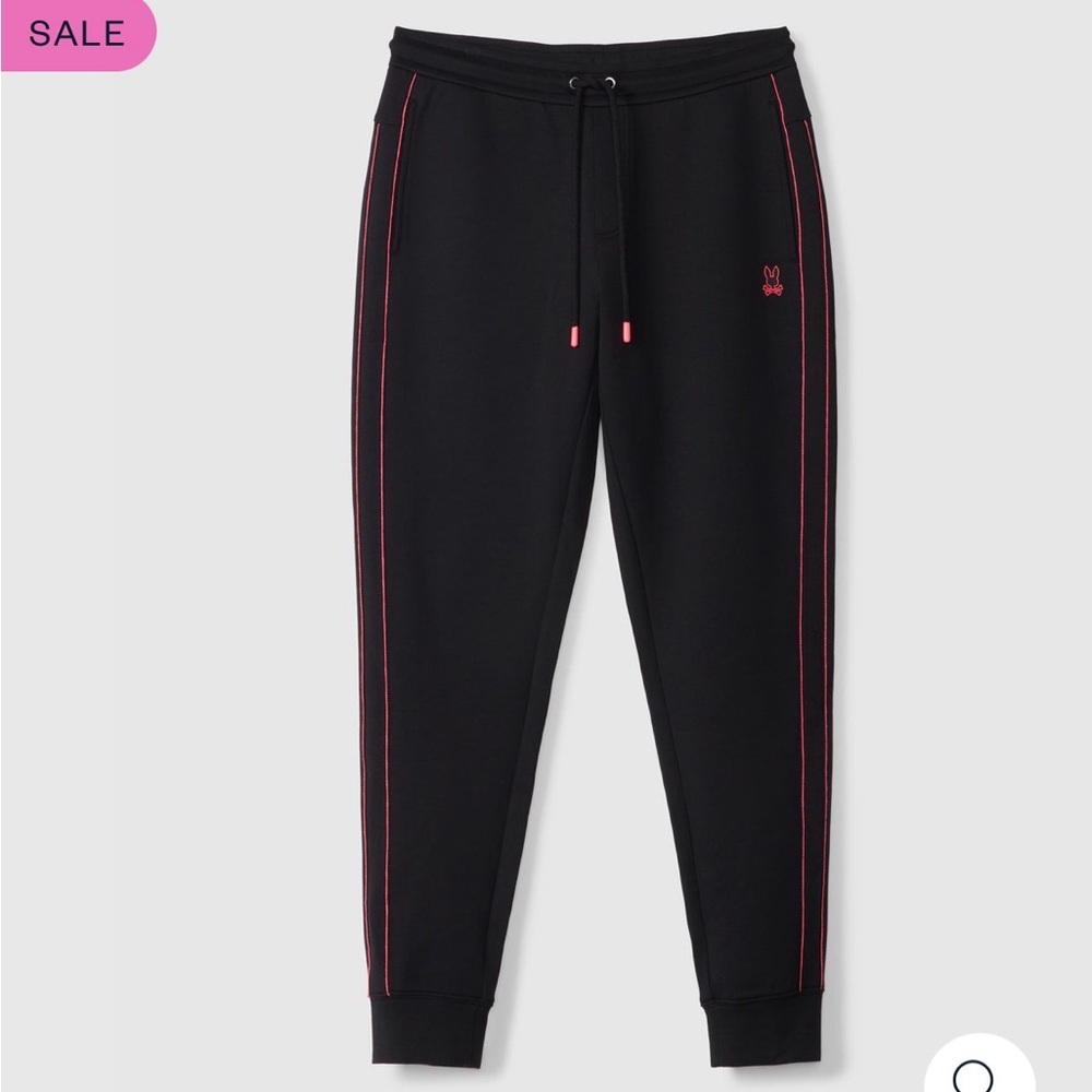 Psycho Bunny Black Joggers with Subtle Red Accent - Picture 3 of 5